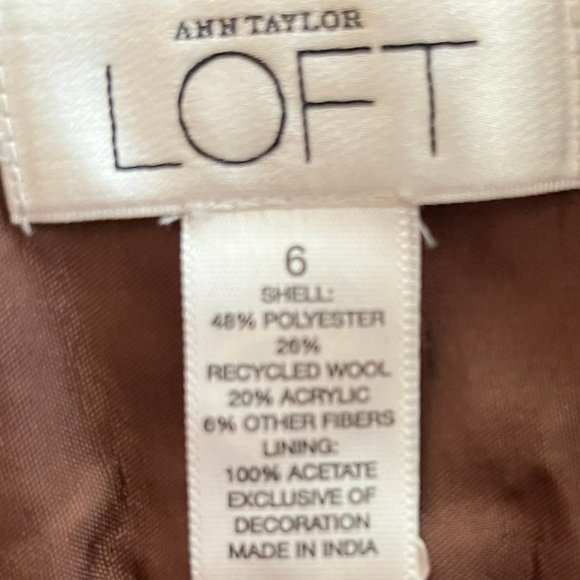 Ann Taylor for Loft Brown Embellished Mid Length Skirt Wool Blend Size 6 - Picture 10 of 10